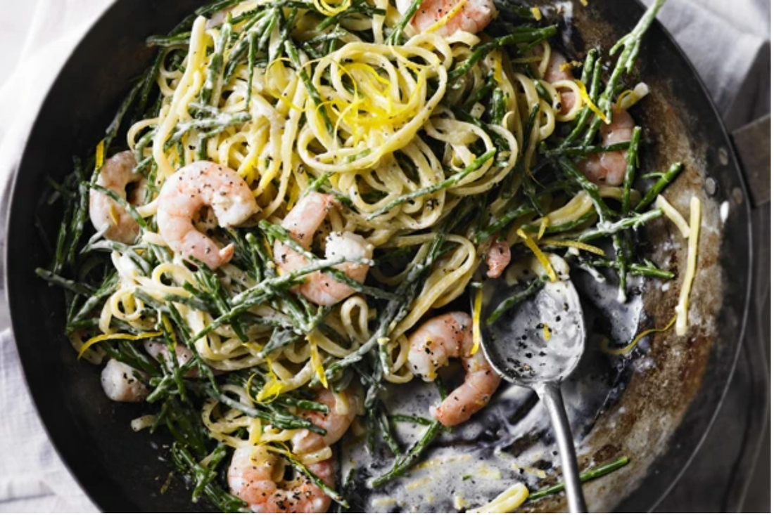 Linguine with Samphire & Prawns